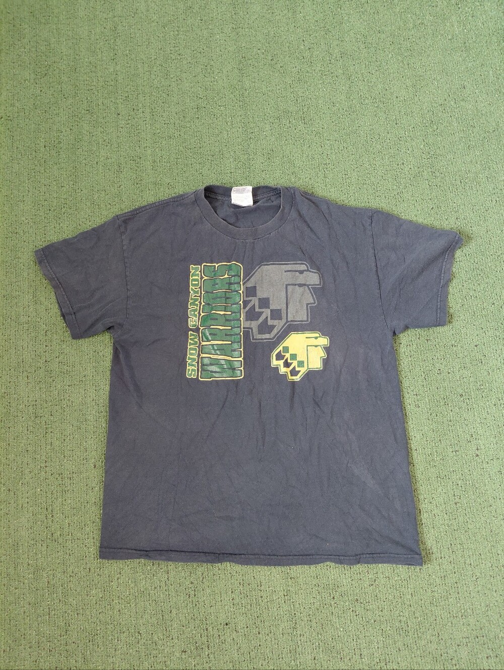 VINTAGE 2005 Snow Canyon Warriors Sports Y2K Navy Blue T Shirt Sz Large